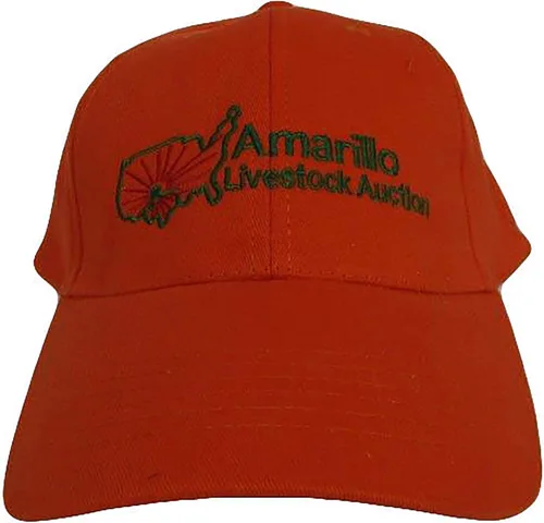 Vista 4 de Trade Winds Texas Amarillo Subasta de Ganado Naranja Gorra Bordada Sombrero, Multi