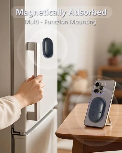 Vista 5 de Altavoz Bluetooth magnético portátil - Mini amplificador de sonido inalámbrico con micrófono, volumen mejorado y voces claras para llamadas manos