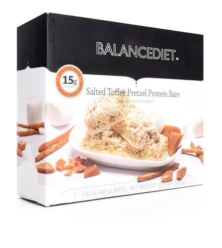 Vista 7 de BalanceDiet™ Barra de proteínas 0.53 oz de proteína Bajo en carbohidratos Caja de 7 barras (nuez de caramelo)
