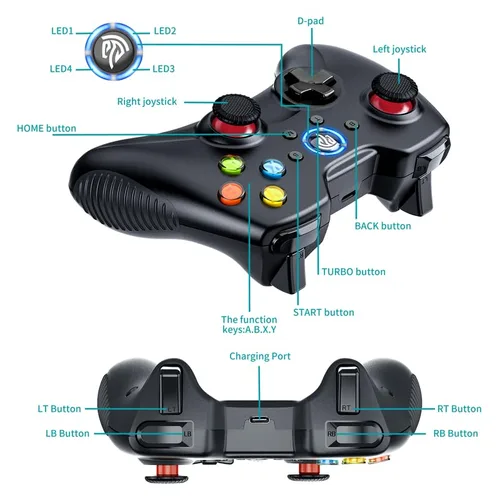 Vista 3 de EasySMX Wireless Gaming Controller for Windows 7 8 10 11 12 PCLaptopPS3AndroidSwitchSteam Deck, Dual-Vibrate Gamepad Joystick Computer Game