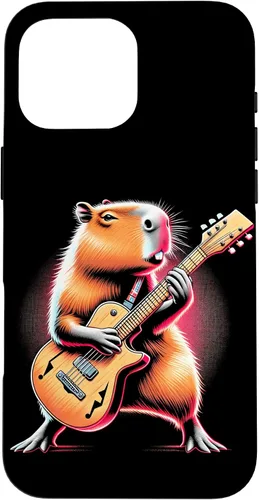 Vista 19 de iPhone 16 Capybara Playing Guitar Like A Rocker Guitarist Rock'n Roll Case