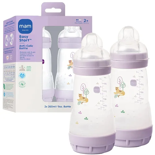 Vista 11 de MAM Biberón ventilado anticólicos de 9 oz Easy Start + para bebés de 2 Azul verdoso