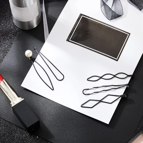 Vista 5 de 10 pinzas y pasadores geométricos de metal para el cabello, accesorios minimalistas para el cabello para mujeres y niñas, bodas y peinados (negro)