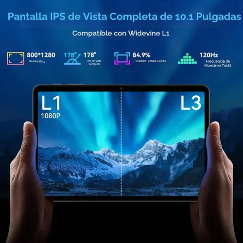 Vista 3 de Tableta 2026 Android 16, tableta de 10.1 pulgadas con pantalla HD, 18 GB de RAM 128 GB ROM /2 TB TF, Gemini AI 2.0, altavoz y cámaras Daul, 6000