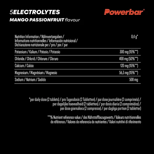 Vista 6 de Powerbar Power Bar - 5 tabletas de electrolitos, 10 pestañas x 12 tubos Mango Passionfruit