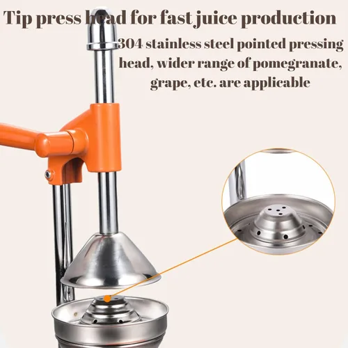 Vista 5 de Exprimidor manual de naranja, exprimidor de cítricos a mano con exprimidor de encimera para jugo de naranja fresco, fácil de limpiar