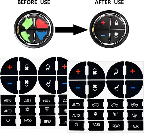 Vista 3 de 2 Paquetes Kit de Reparación de Botones del Tablero de CA Calcomanías Adhesivas - Compatible con Chevy, para Reparar Botones de Control de A/C