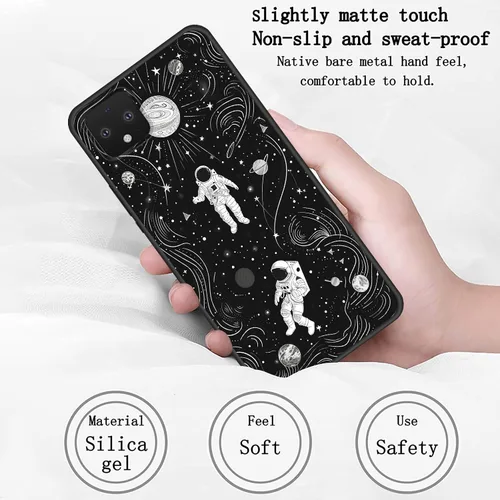 Vista 6 de Funda delgada para Google Pixel 4 XL, funda delgada de silicona de TPU suave a prueba de golpes para Google Pixel 4 XL, astronauta Galaxy