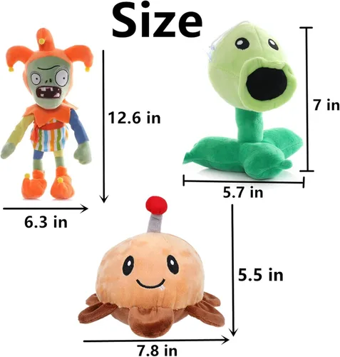 Vista 3 de JHESAO 3 piezas Plantas y Zombis PVZ Peluche Plantas Zombis Juego de juguetes de peluche, 1 2 Muñeco de peluche suave PVZ Figura de muñeca