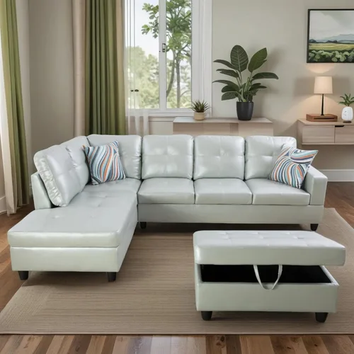 Vista 15 de Camillas en forma de L de 97 pulgadas para sala de estar, sofá seccional con otomana de almacenamiento, sofá modular con diván móvil