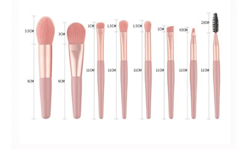 Vista 4 de Juego de brochas de maquillaje de 7 a 8 piezas, para base, polvo, sombra de ojos rubor, pestañas y corrector OPP Bag (beige)