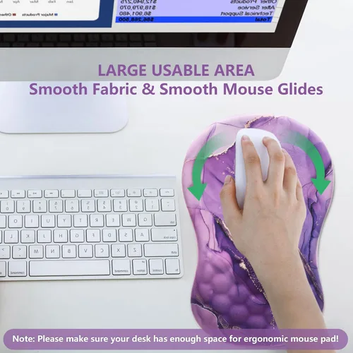 Vista 5 de Alfombrilla de mouse ergonómica con reposamuñecas, cómoda alfombrilla de mouse para computadora portátil para aliviar el dolor con base
