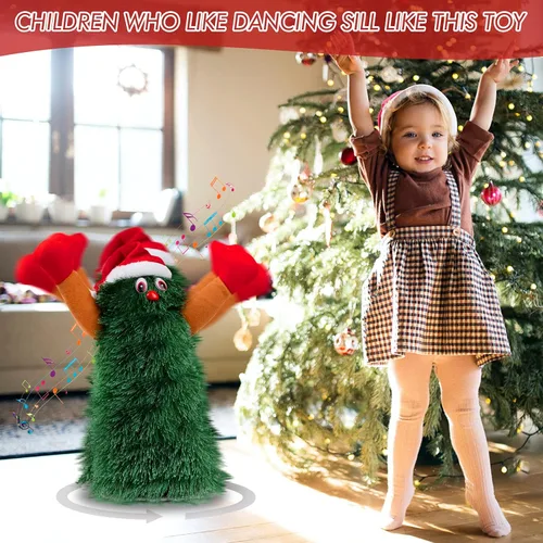 Vista 4 de Gfilay Árbol de Navidad Cantante y Bailante, Decoraciones Navideñas Musicales, Rotativas y Animadas para Niños