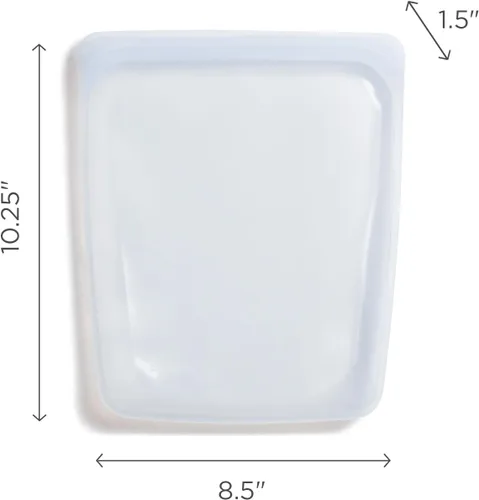 Vista 5 de Bolsa de almacenamiento de alimentos reutilizable de silicona premium Stasher de medio galón, color negro, apta para microondas, sous vide
