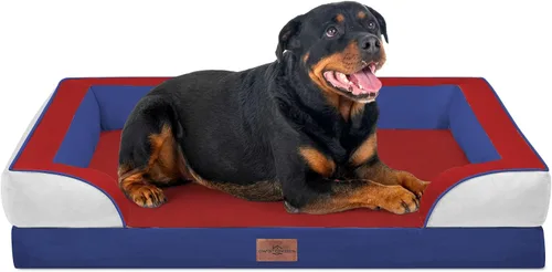 Vista 192 de Comfort Expression - Cama ortopédica para perros medianos, 28 x 19 pulgadas, cama impermeable y de apoyo de espuma con cojines removibles, sofá