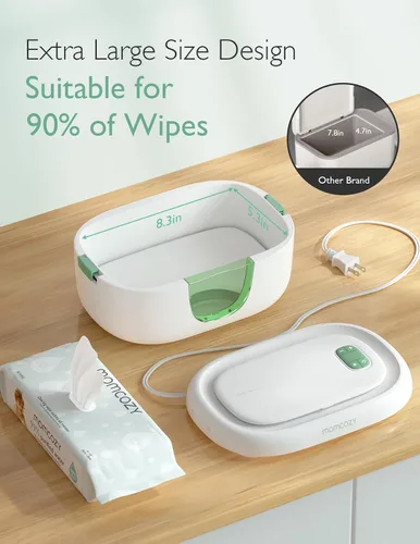 Vista 6 de Momcozy Calentador de toallitas mejorado, sellos dobles para un dispensador de toallitas de humedad máximo, innovador diseño de resorte, compatible