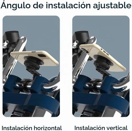 Vista 4 de Soporte de teléfono para motocicleta, soporte para teléfono celular con módulo amortiguador de vibraciones, soporte de manillar de bicicleta frontal