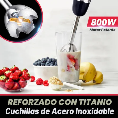 Vista 2 de Mueller Multistick 800W Batidora de Inmersión Manual 5 en 1, Batidora de Mano de 12 Velocidades - Turbo Boost, Motor de Cobre de Servicio Más