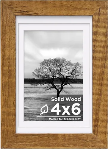 Vista 138 de Egofine - Portarretratos de 4 x 6 pulgadas, de madera maciza con plexiglás, para fotos de 3.5 x 5 con paspartú o de 4 x 6 sin paspartú, para colocar