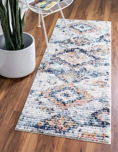 Vista 13 de Unique Loom Morocco Collection Medallion, alfombra abstracta (2 pies 2 pulgadas x 3 pies 0 rectangular, marfil/azul)