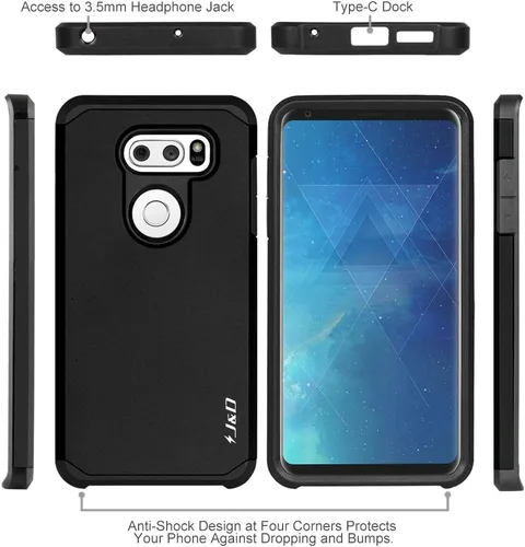 Vista 3 de LG V30 Caso, [ArmorBox] [Dual Layer] híbrido prueba de golpes Rugged Case de Protección para LG V30 de J & D, Negro