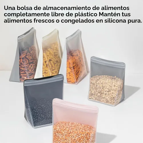 Vista 2 de W&P Porter Bolsa de almacenamiento reutilizable de silicona, sándwich (50 onzas de pie), color rubor, contenedor de almacenamiento de alimentos