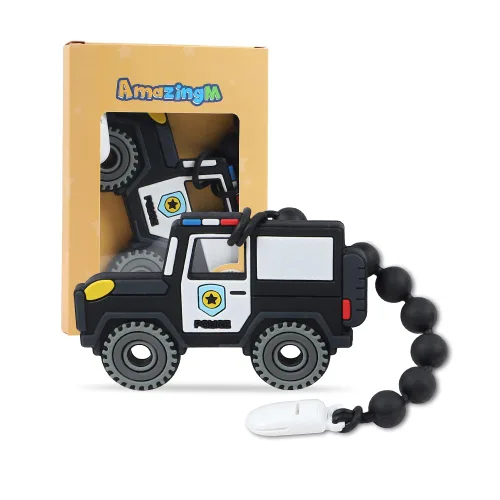 Vista 8 de Juguete mordedor de silicona de grado alimenticio para bebés con soporte para chupete, juguetes de dentición, juego de regalo para niños y niñas a