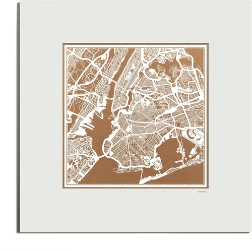 Vista 129 de O3 Design Studio San Diego, CA Paper Cut Map Matted Grey 20x20 in Paper Art