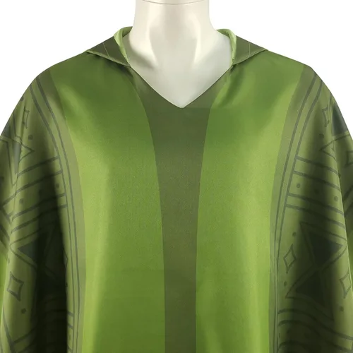 Vista 3 de Disfraz de Bruno Encanto para niños, poncho mexicano verde para cosplay