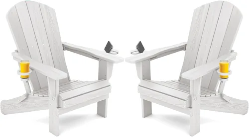 Vista 49 de SERWALL Silla Adirondack plegable, Silla Adirondack HDPE con textura de madera - gris Compuesto de HDPE, impermeable, grano de madera, taza