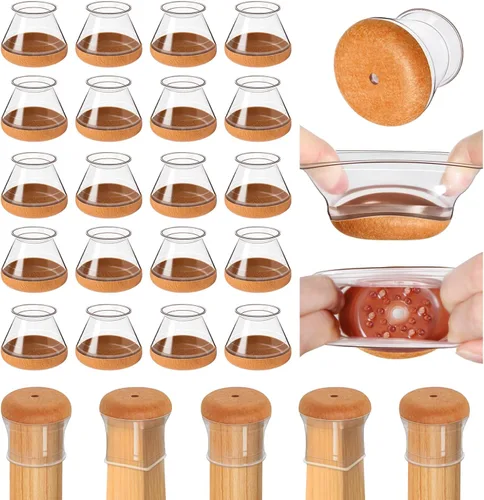 Vista 14 de OCONDA 20 Pcs Chair Leg Floor Protectors, Fit Diameter: 9/16" to 12/16" Transparente-20 piezas