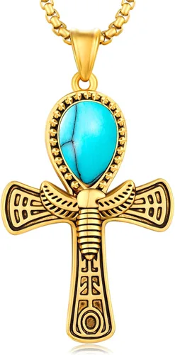 Vista 8 de Collar de plata de ley 925 con colgante de cruz de Ankh, símbolo egipcio antiguo, regalo para hombres y mujeres Collar Ankh A