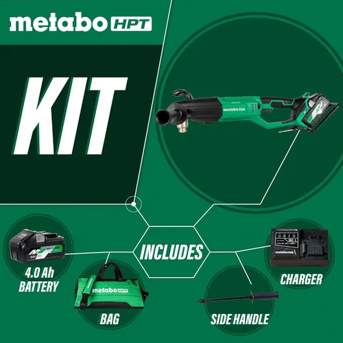 Vista 3 de Metabo HPT - Kit de taladro inalámbrico de ángulo recto de 36 V, portabrocas de 1/2 pulgada, D36DYA