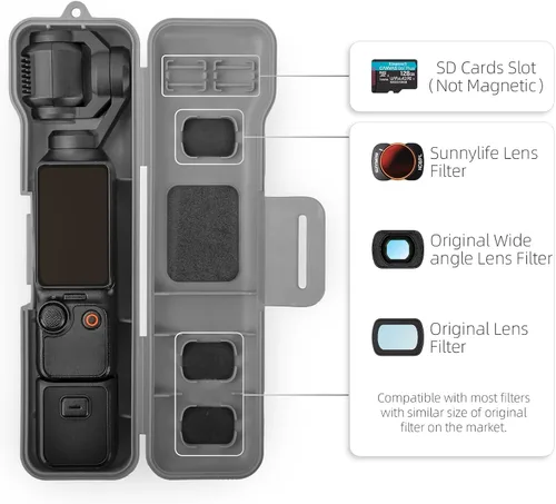 Vista 5 de Funda protectora con cordón compatible con Osmo Pocket 3 Funda de protección completa de plástico Funda de transporte de viaje para bolsillo 3
