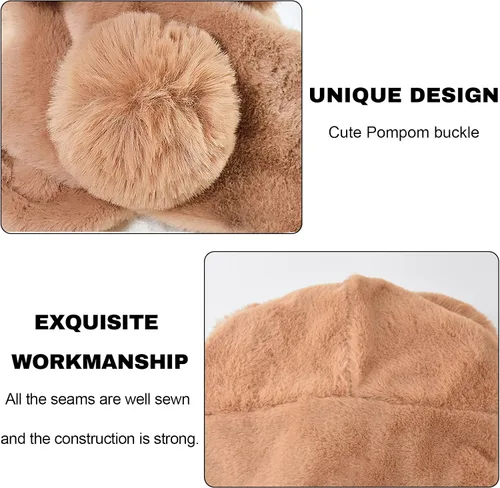 Vista 5 de Gorro de forro polar holgado de una pieza para mujer, bufanda con capucha, pasamontañas, cálido invierno, resistente al viento, con cordón