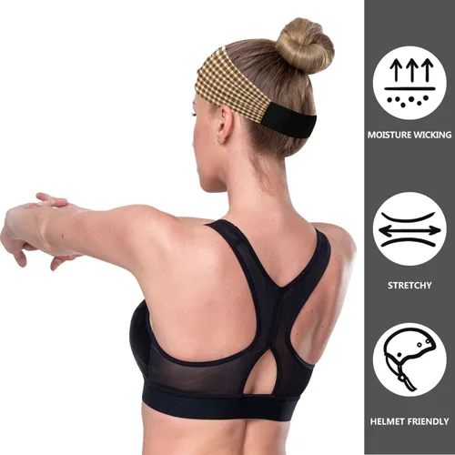 Vista 6 de Café Marrón Bronce Gingham banda elástica para el cabello para baloncesto baloncesto bandas elásticas para el cabello