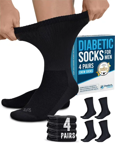 Vista 12 de Doctor's Select® Crew Diabetic Socks for Men - 4 Pairs Negro