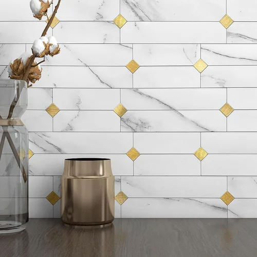 Vista 8 de Azulejos Adhesivos de Piedra para Salpicadero de Cocina Despegar y Pegar Paneles de Pared de Mosaico Lineal Mate Impermeables para Baño