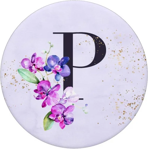 Vista 3 de Orchids Plants Flower - Soporte para teléfonos y tabletas, diseño de letra P, color morado, Negro