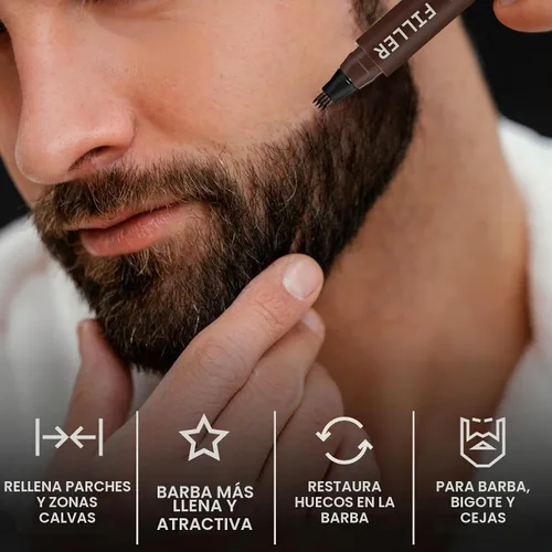 Vista 2 de Striking Viking Lápiz de barba y cepillo de cerdas para hombre, color Marrón oscuro