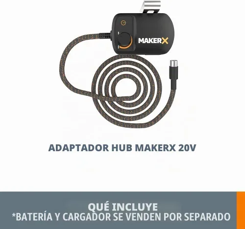 Vista 8 de Worx WA7151 20V MAKERX HubX Fuente de alimentación y adaptador de herramienta con puerto USB