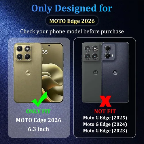 Vista 3 de Funda magnética para Motorola Edge 2026, con 2 protectores de pantalla de privacidad + 1 protector de lente de cámara, [no amarillento]