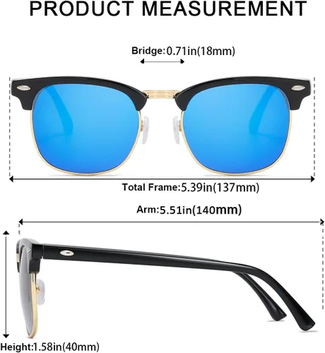 Vista 4 de Gafas de sol retro semi sin montura con medio marco UV400 para hombres y mujeres