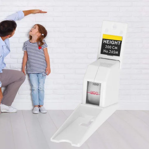 Vista 2 de Cinta métrica de altura, 6.6 ft retráctil para adultos y niños, herramienta de medición de metal para medición de altura (blanco)