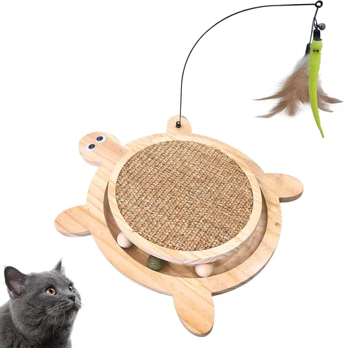 Vista 8 de Petest Juguete interactivo para gatos de sisal natural con bolas de hierba gatera, diseño de peces