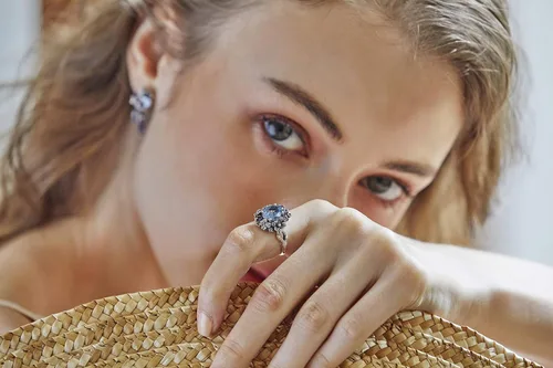 Vista 2 de Anillo de filigrana de plata de ley con piedras preciosas múltiples para mujer, Circonita, plata de ley, piedra preciosa