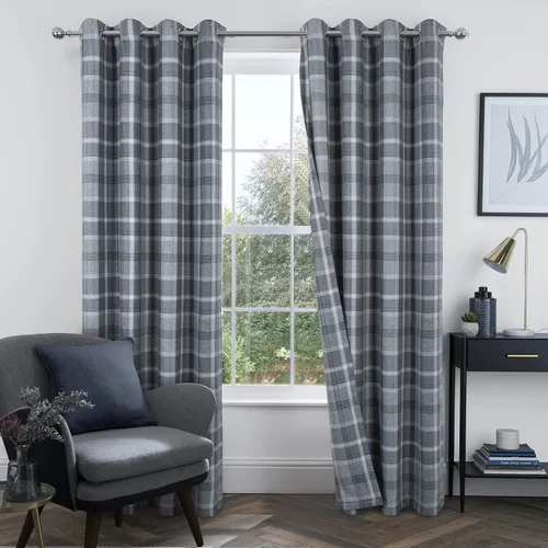 Vista 19 de always4u - Cortinas de cuadros beige con ojales, aspecto de lana, modernas para sala de estar y dormitorio, decoración del hogar, cortinas a