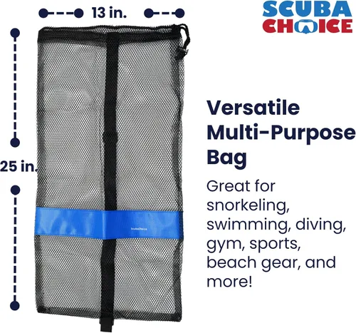 Vista 3 de Scuba Choice Mesh Drawstring Bag for Diving & Snorkeling – Lightweight, Quick-Dry Gear Sack for Mask, Fins and Snorkels