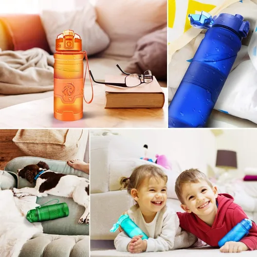 Vista 6 de Botella de agua deportiva Zorri, 400/500/700ml/1L, sin BPA, a prueba de fugas, ligera, botellas Tritan para exteriores, camping, ciclismo, fitness