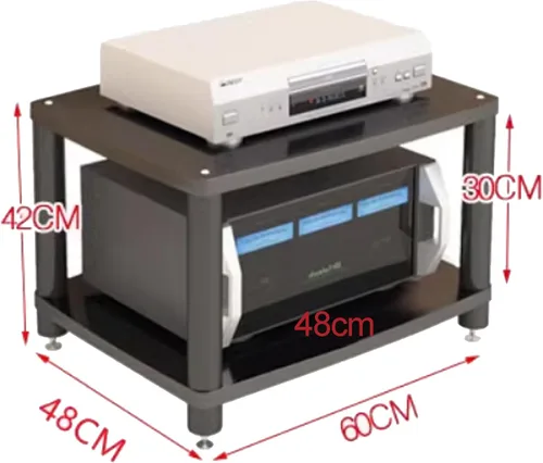 Vista 2 de Soporte para medios de audio y video, soporte de TV para juegos y estante estéreo, torre de audio, soporte para reproductor de grabaciones, pequeño
